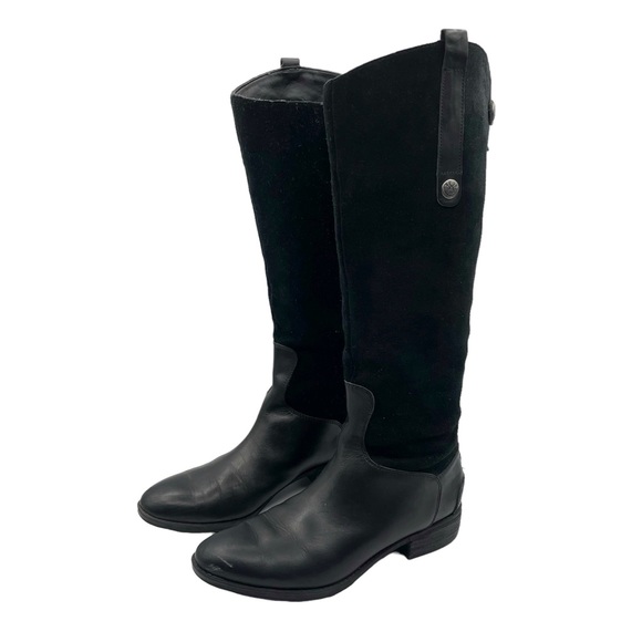 Sam Edelman Pembrooke Black Suede Leather Riding Boots Tall Knee High - Picture 15 of 15